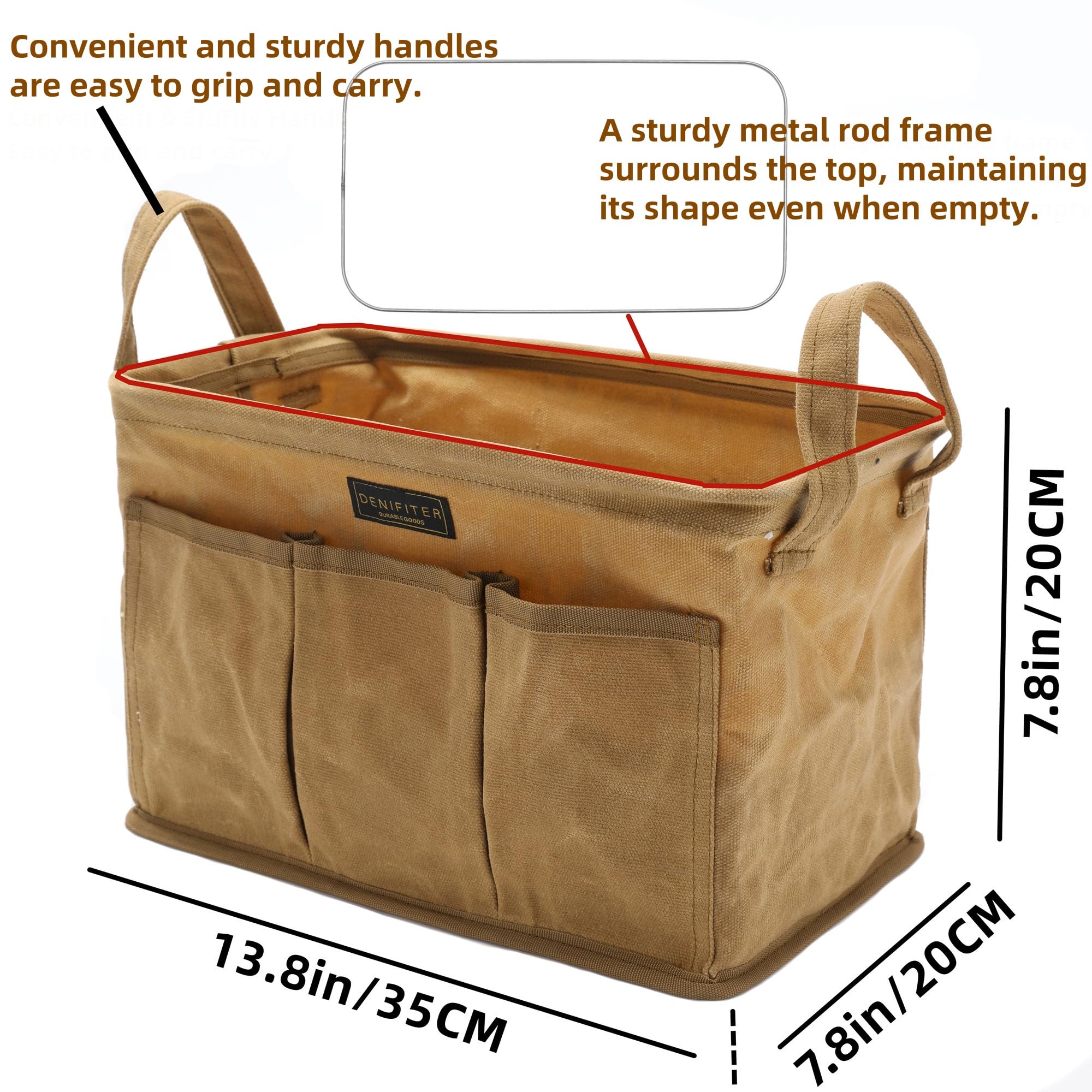 Denifiter waxed canvas rectangle foldable design promotes compact storage.