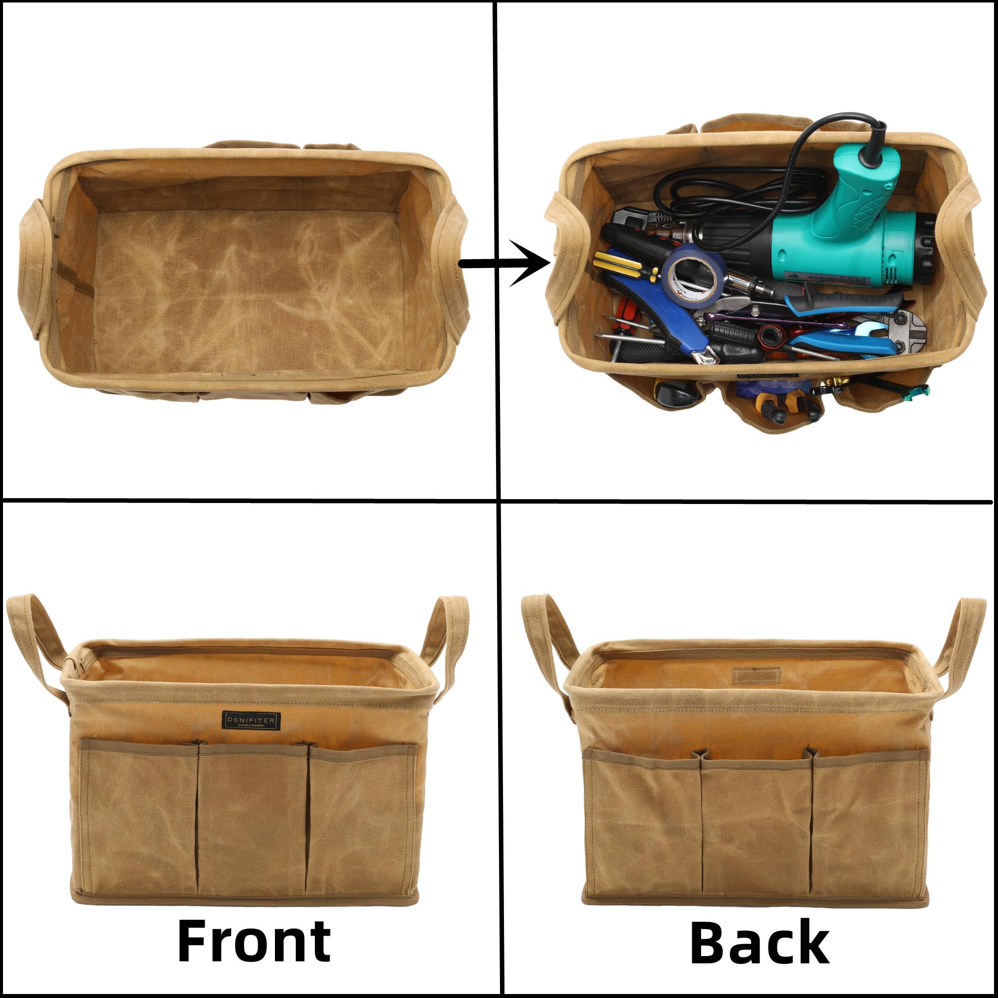 Denifiter reinforced handles provide easy carrying on job sites.