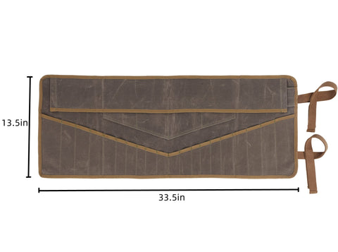 Denifiter tool roll flat with dimensions 33.5 x 13.5 inches for organized storage.