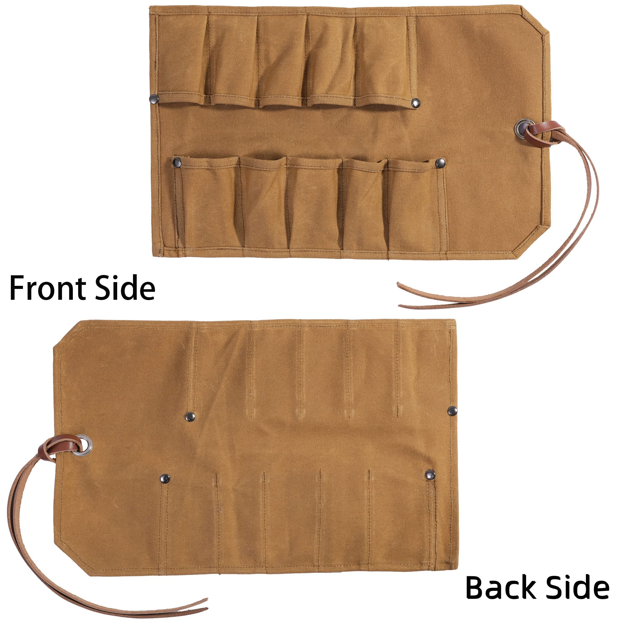 Denifiter Tool Roll close-up stitching demonstrates durable craftsmanship for heavy-duty use.