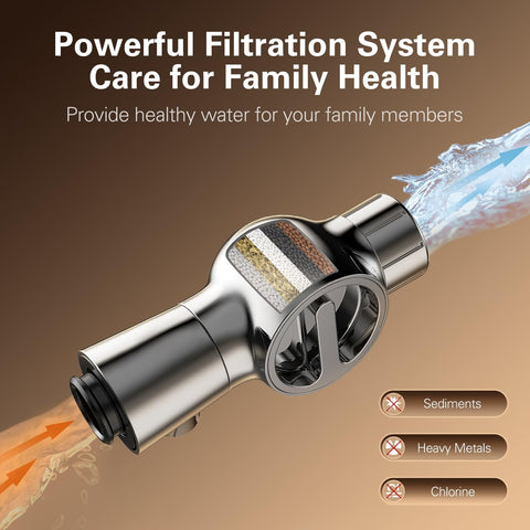 Denkee handheld magnetic shower head secure grip for easy rinsing.