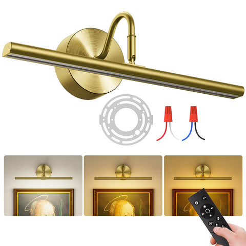 Denlead hardwired picture light, 16.5-inch length, evenly lighting artwork.