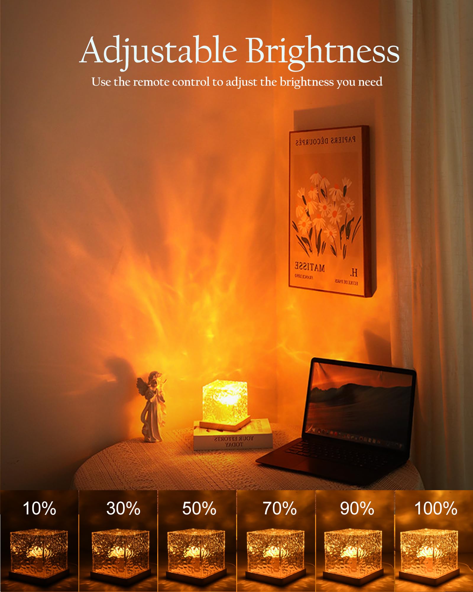 Deogos remote control enables easy color and brightness adjustments.