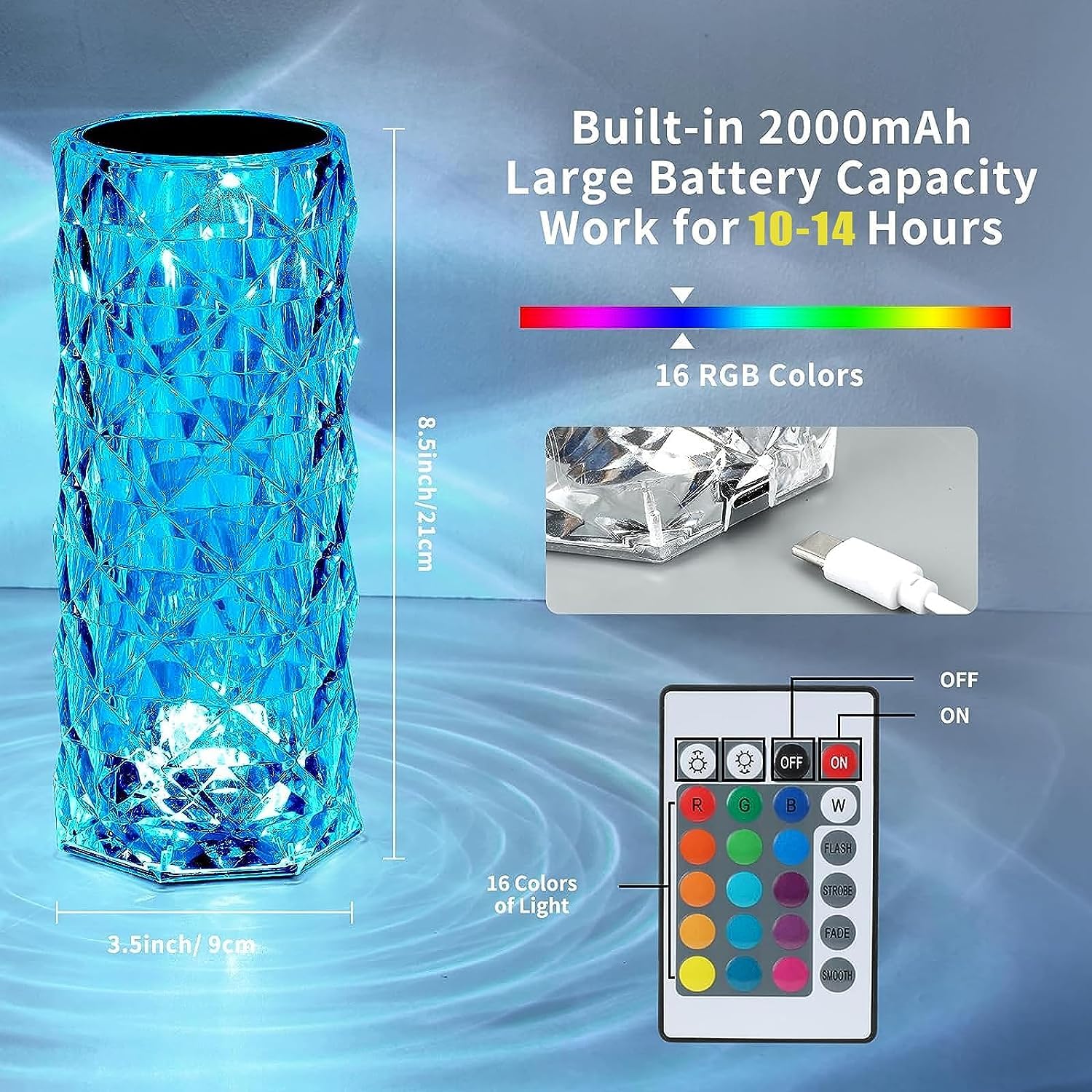Deogos rose wave lamp remote demonstrates color options for mood lighting