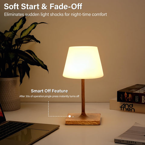 Deogos wood-pattern alloy base lamp as stylish desk accent