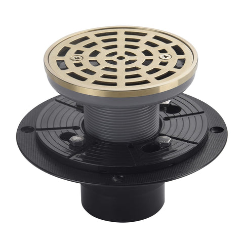 DEOKXZ round brushed-gold shower drain cover shows durable, easy-to-clean finish.