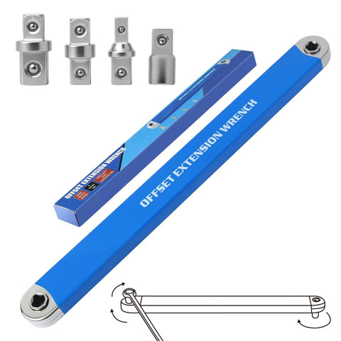 DEPOTA offset extension wrench with zero-degree design in blue for tight spaces