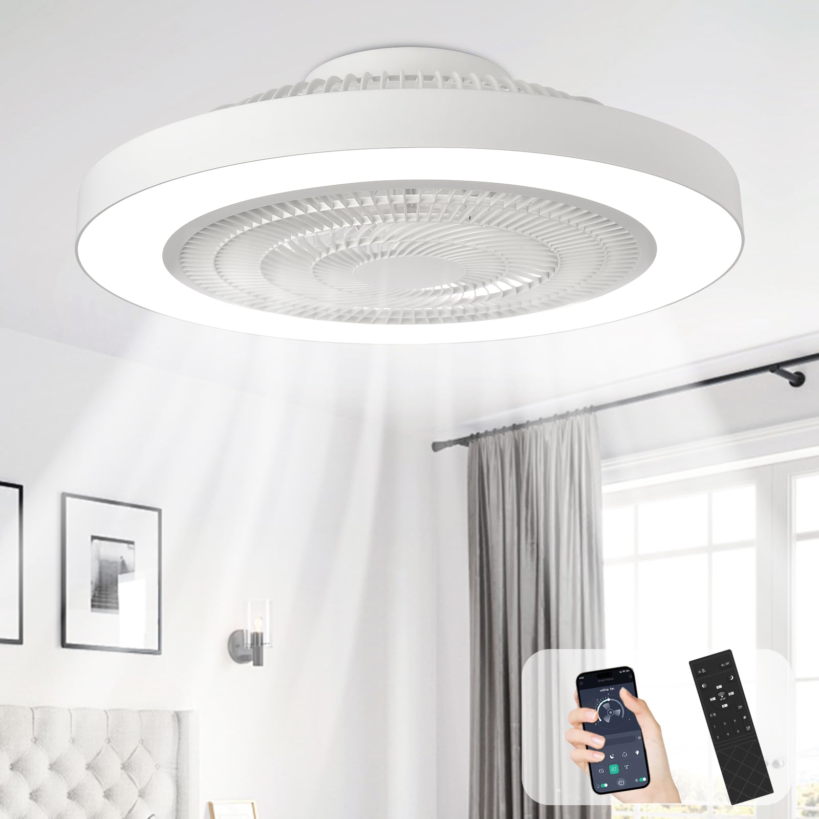 Depuley 19 inch bladeless fan with remote light for even air distribution