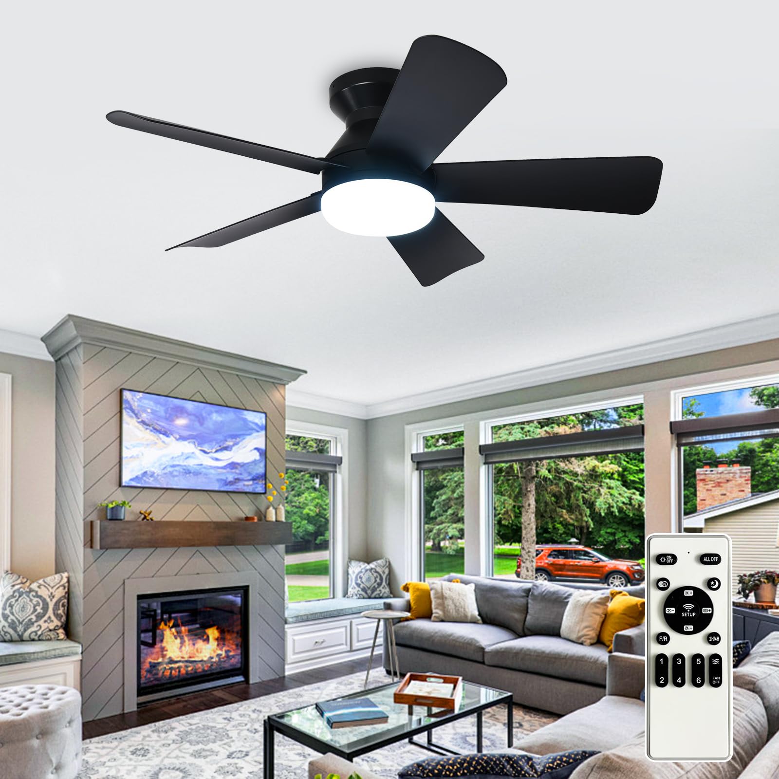 Depuley 35-inch ceiling fan with light for broad coverage and quiet operation.