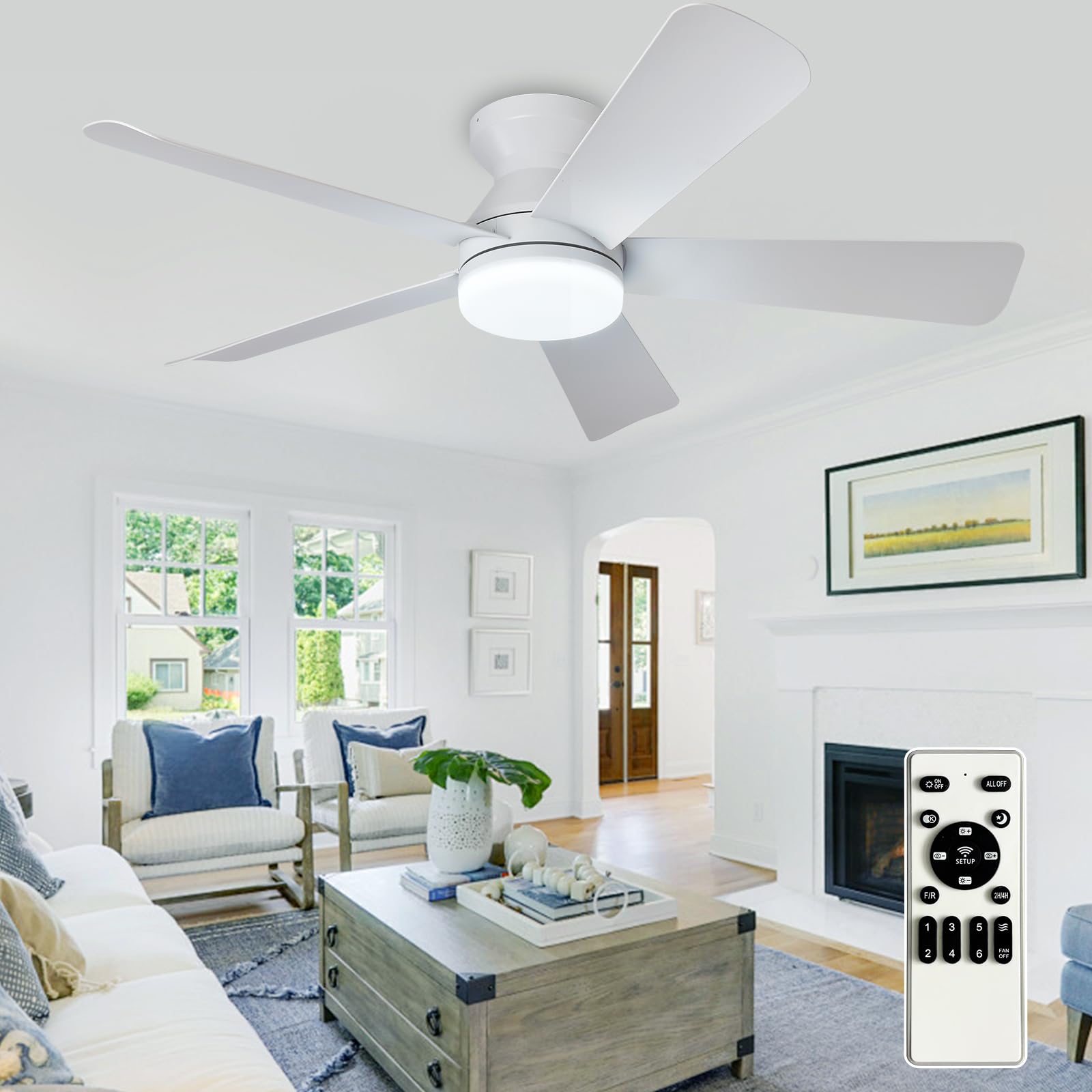 Depuley 42-inch ceiling fan with light for indoor and outdoor comfort.