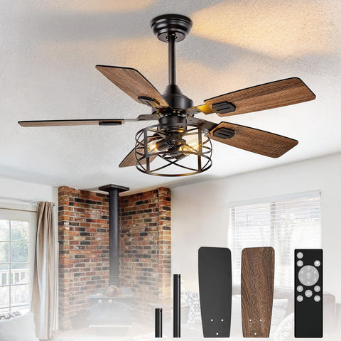 Depuley 42-inch caged fan with lights for living spaces and patios