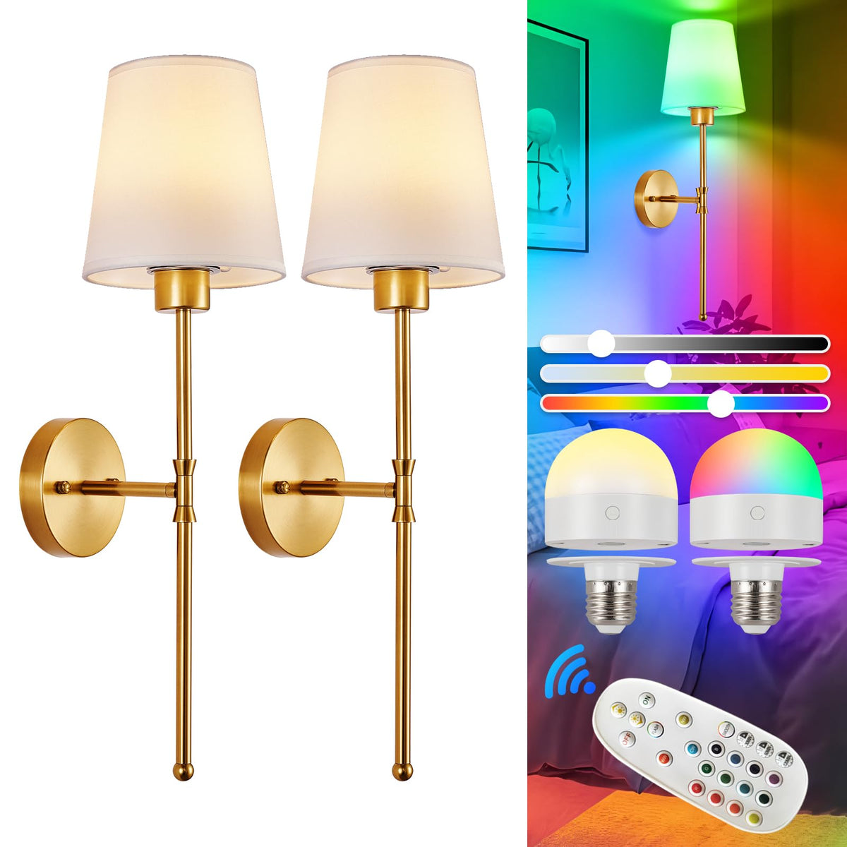 Depuley battery-operated wall sconce bulbs with magnetic bases for flexible placement.