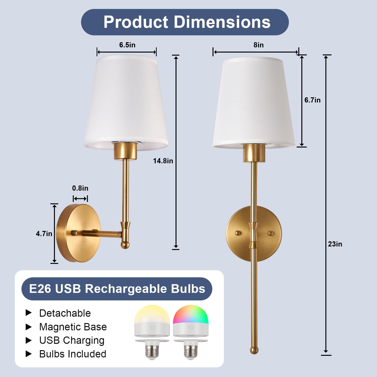 Depuley brushed gold wall light with durable metal frame and fabric shade.