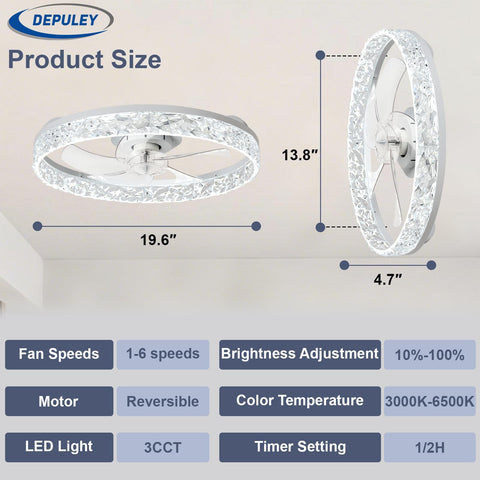 Depuley crystal light ring closeup highlights luxury lighting and crystal accents.