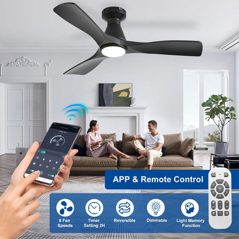 Depuley flush mount ceiling fan suitable for indoor and outdoor spaces.
