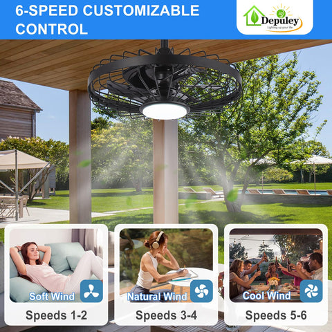 Depuley 20in ceiling fan with dimmable light and color temperature control.