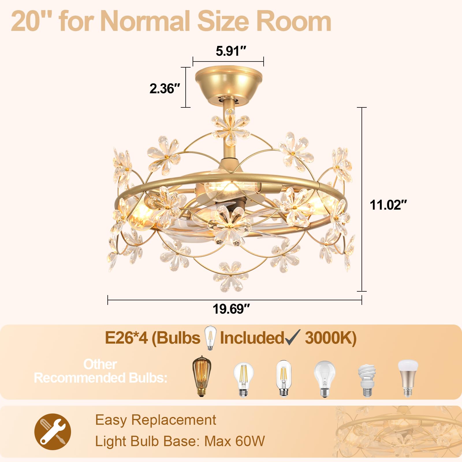 Depuley included LED bulbs 2700K provide instant warm illumination for cozy evenings.