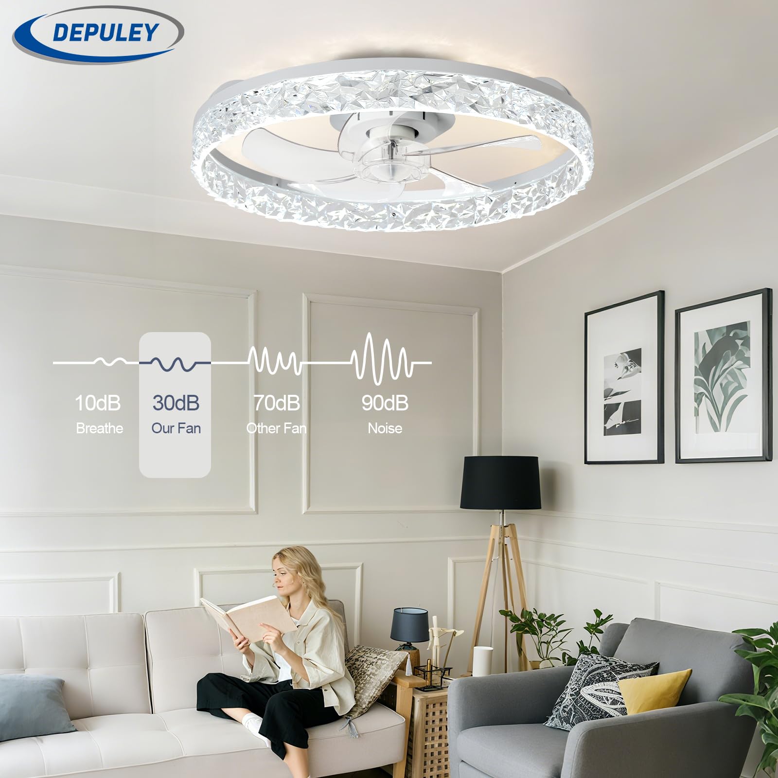 Depuley dimmable LED with 3000-6500K range for customizable ambiance.