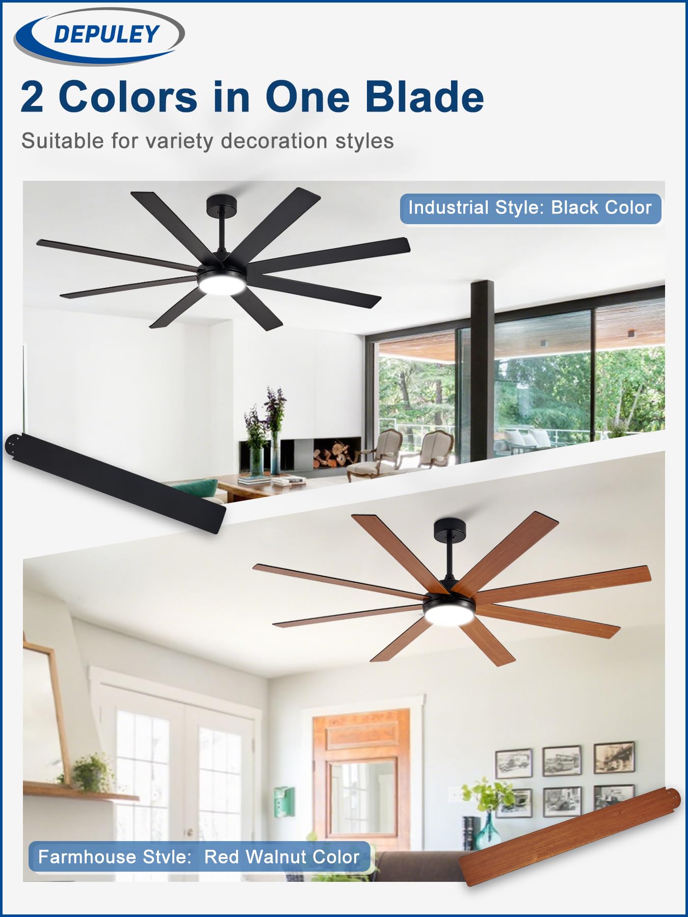 Depuley outdoor patio fan with remote control for effortless ambient lighting