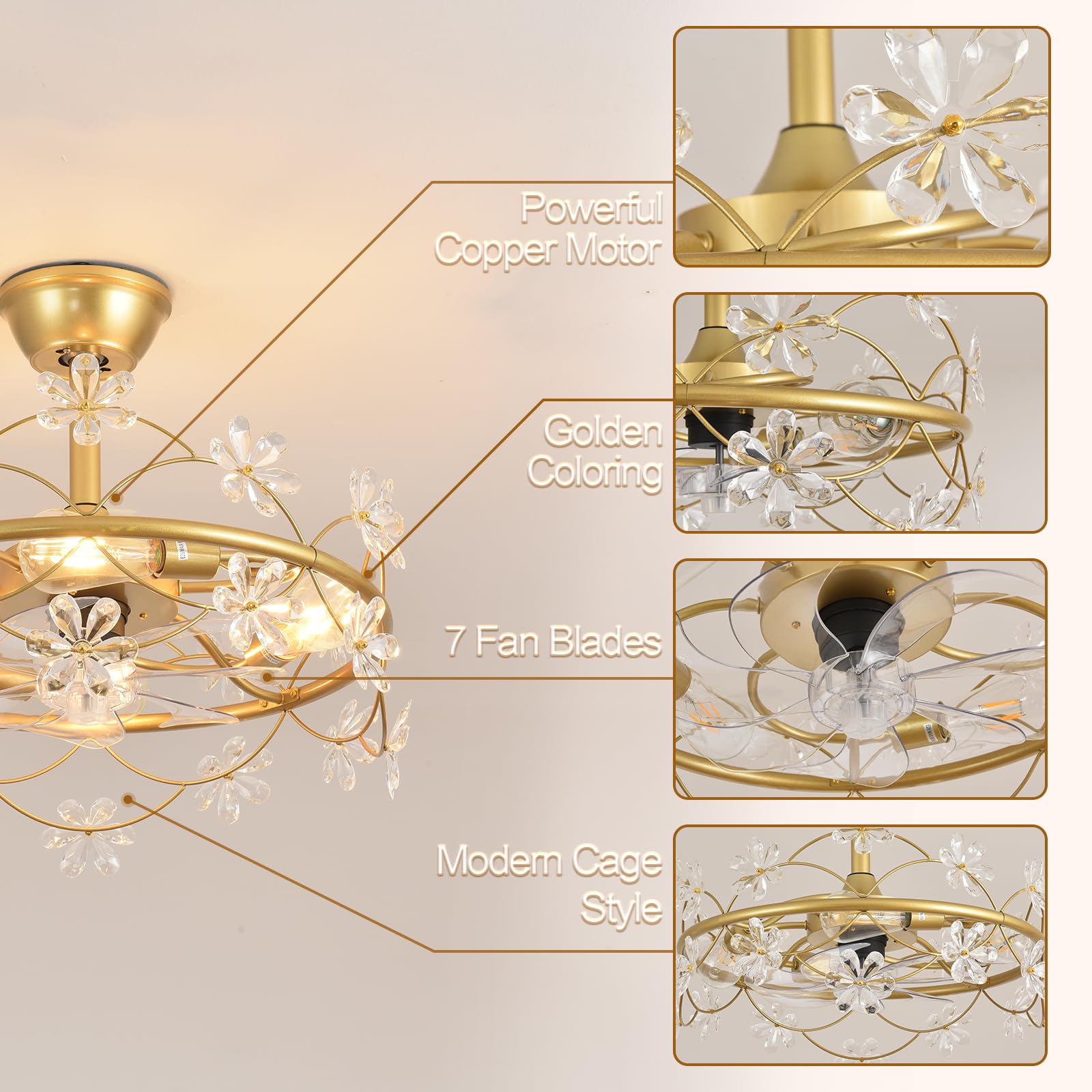 Depuley remote app control enables precise 6-speed fan and light adjustments.