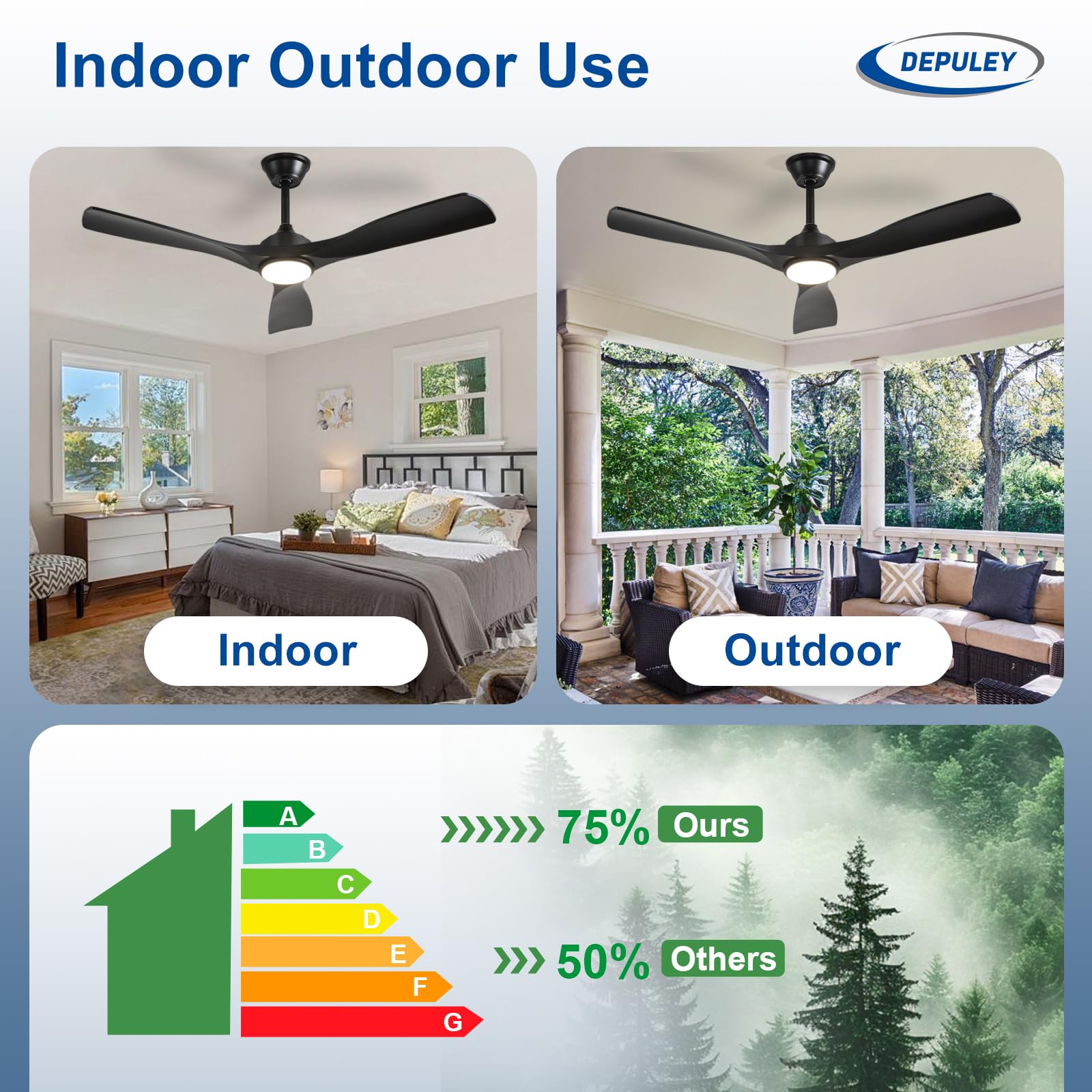 Depuley reversible ceiling fan with six speeds and timer