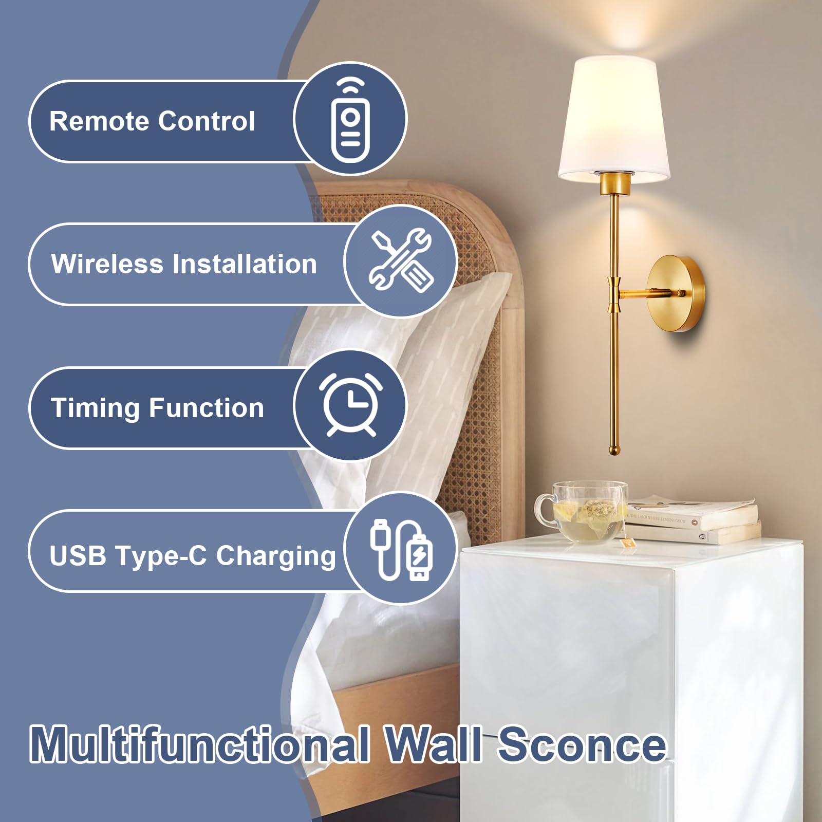 Depuley timer-enabled wall sconce reduces energy use automatically.