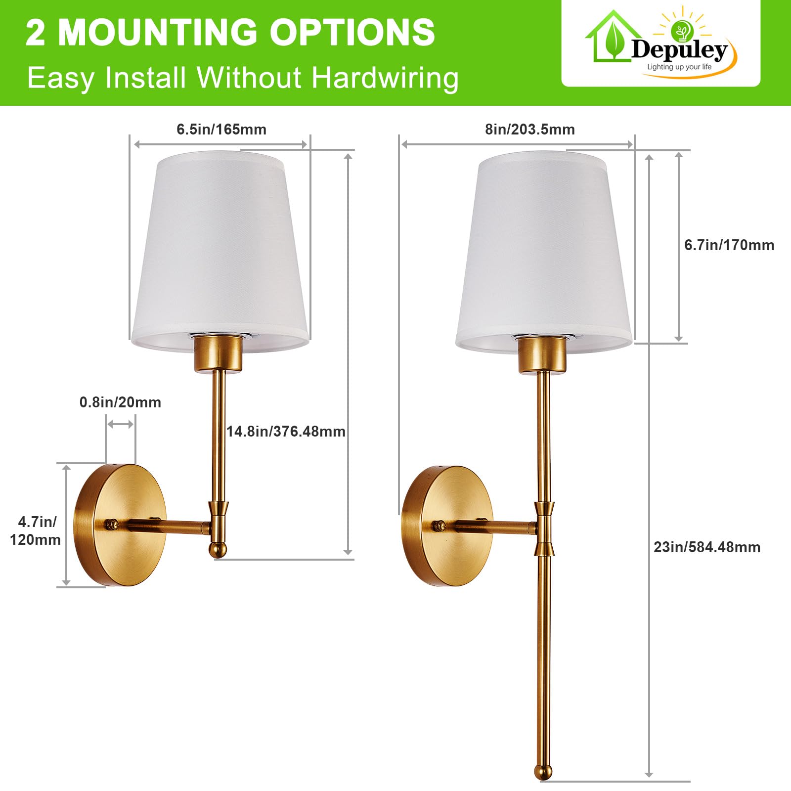 Depuley gold and white finish adds modern elegance to any room.
