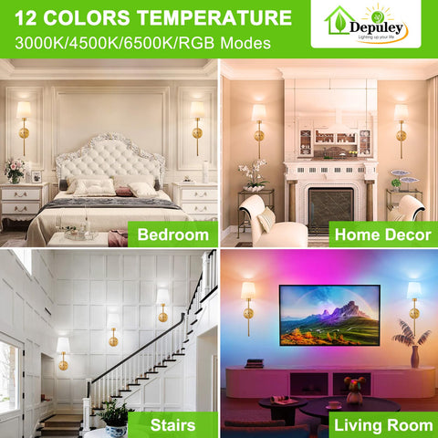 Depuley wall sconce with remote control enables easy wall mounting and wireless convenience.
