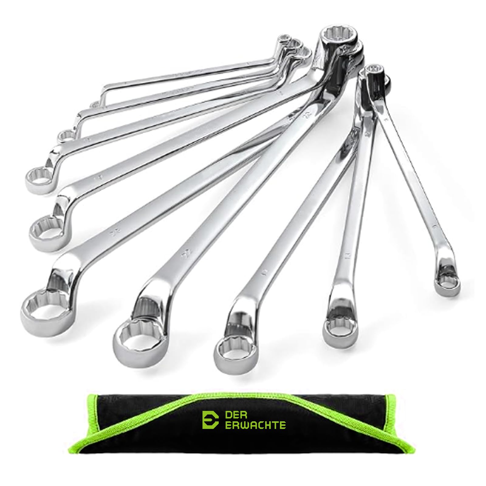 Der Erwachte 9-piece offset box wrench set with rolling pouch for easy transport
