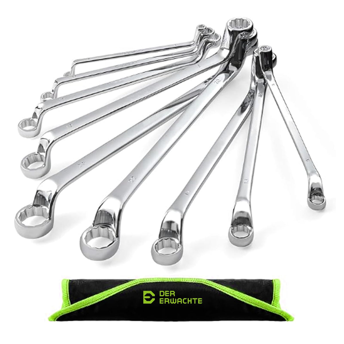 Der Erwachte 9-piece offset box wrench set with rolling pouch for easy transport
