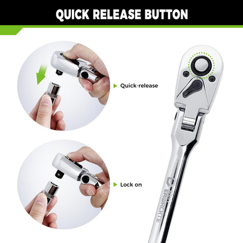 Der Erwachte flex-head ratchet 1/2 drive tackles large fasteners with steady control.