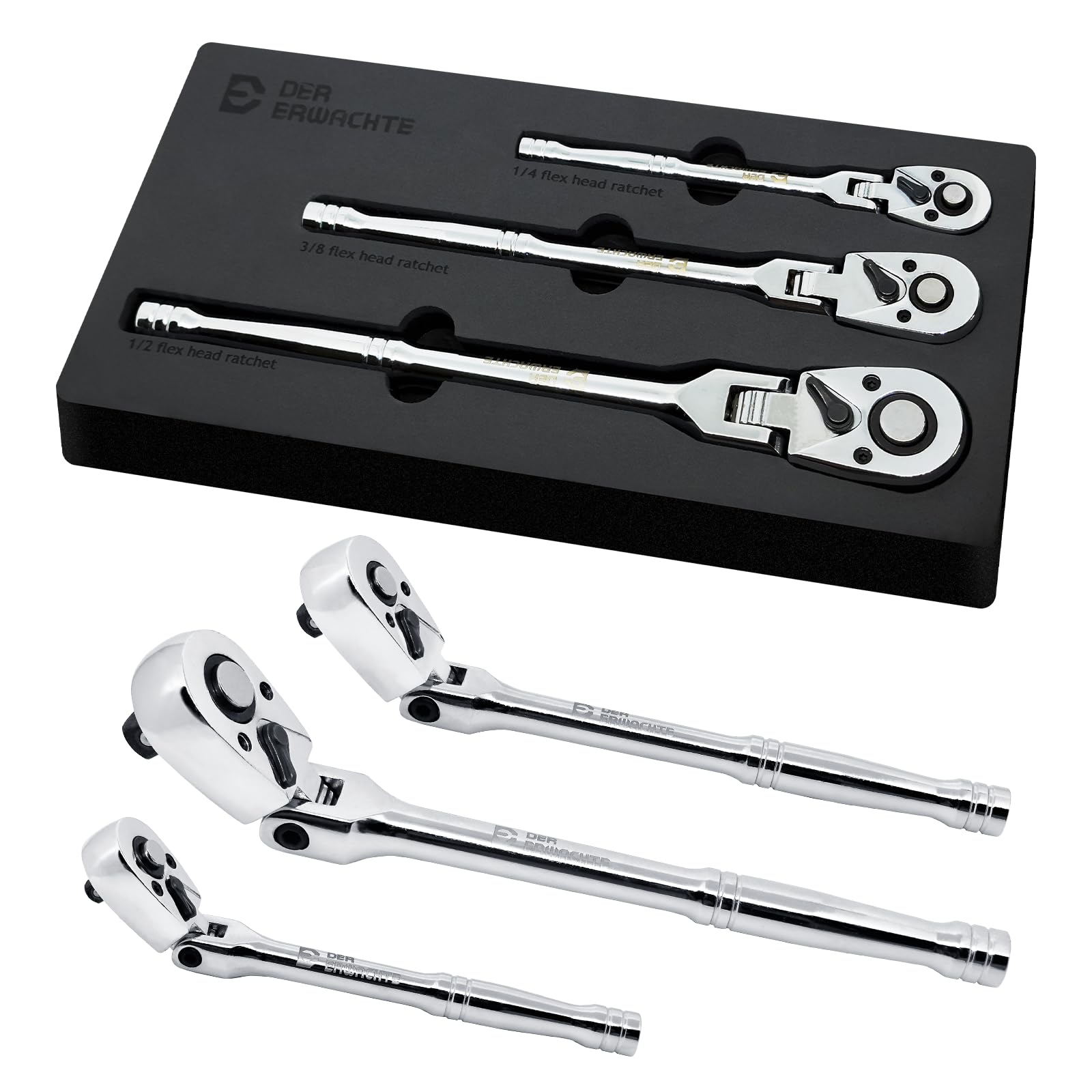 Der Erwachte flex-head ratchet 1/4 drive in tight spaces for precise turning.