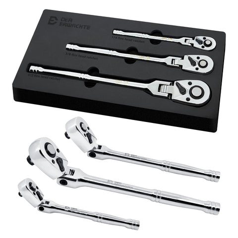 Der Erwachte flex-head ratchet 1/4 drive in tight spaces for precise turning.