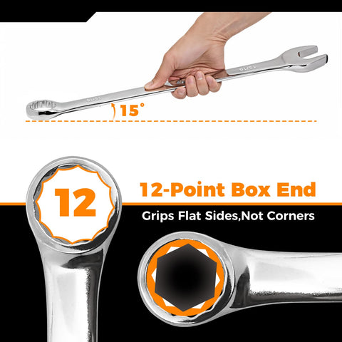 Der Erwachte 12-point box ends prevent slippage for secure fastener engagement