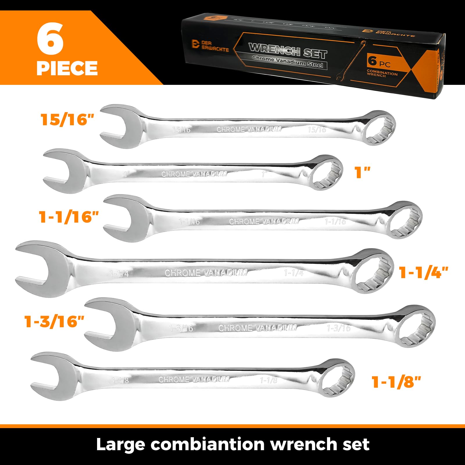 Der Erwachte large SAE wrench set with extra-long handle improves reach for tight spaces