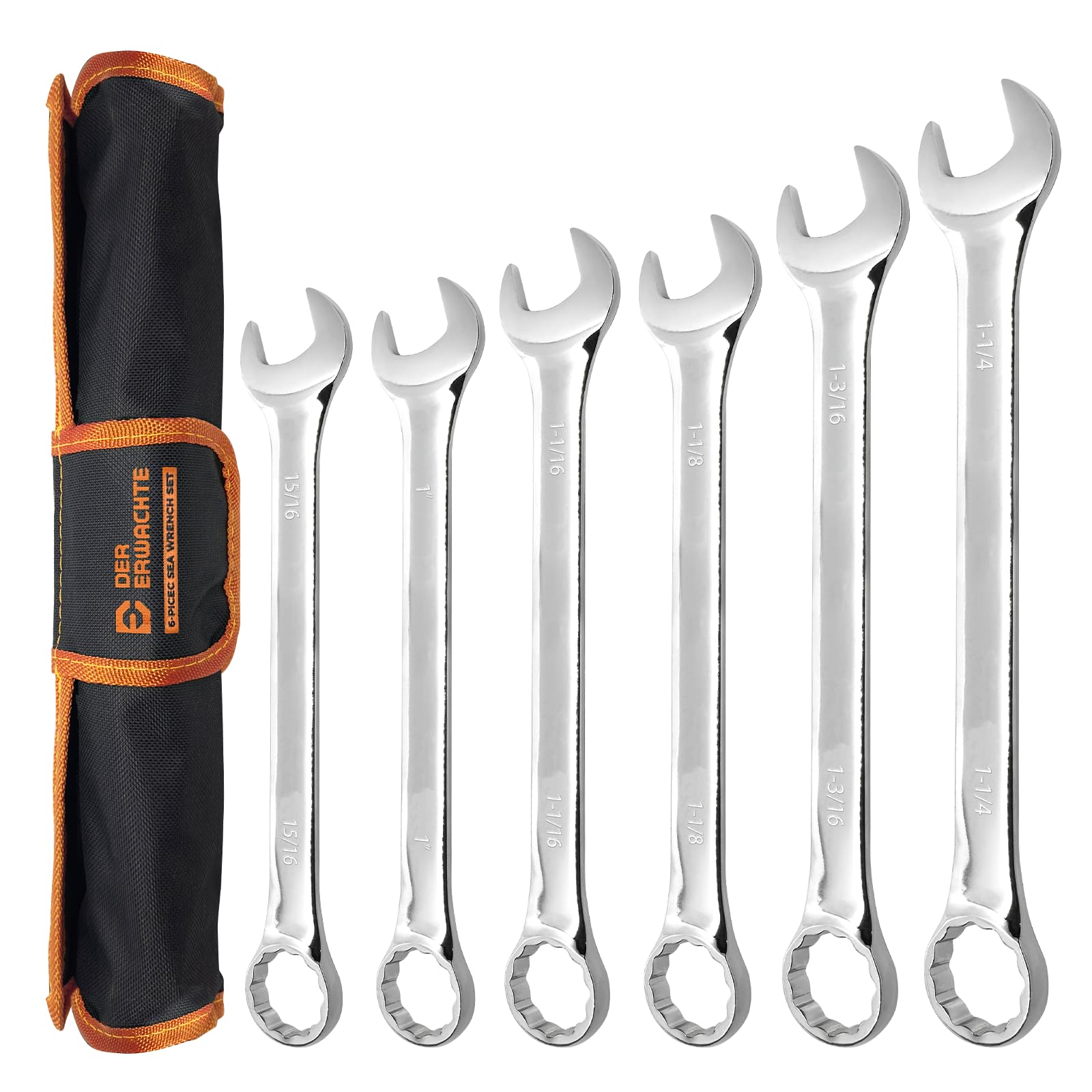 Der Erwachte large SAE wrench set in roll-up pouch offers portable organization for on-the-go jobs