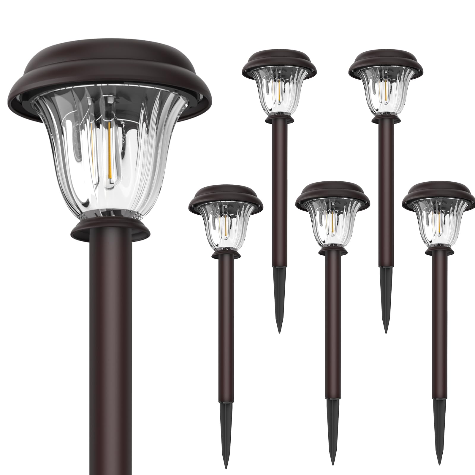 Warm white 3000K LEDs project a 360-degree pattern for safe walkways.