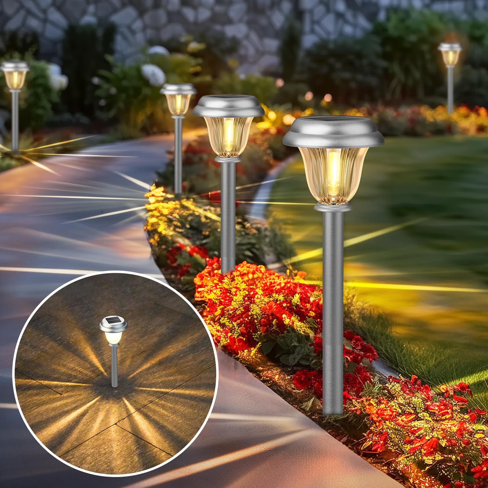 DERAYSION starlight pattern design creates a romantic night ambiance along walkways.