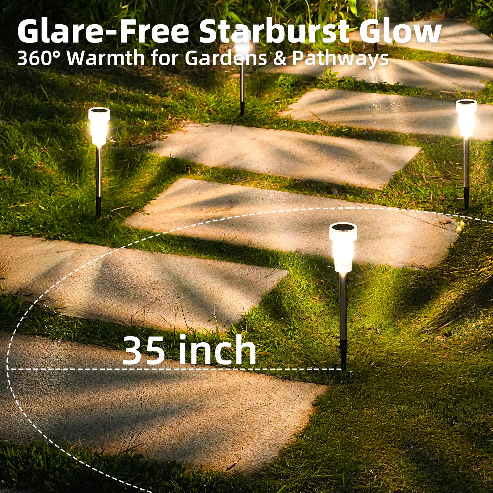 DERAYSION dusk-to-dawn lights automatically illuminate walkways at night.