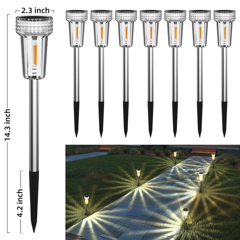 DERAYSION stainless-steel pole lights provide durable outdoor illumination.
