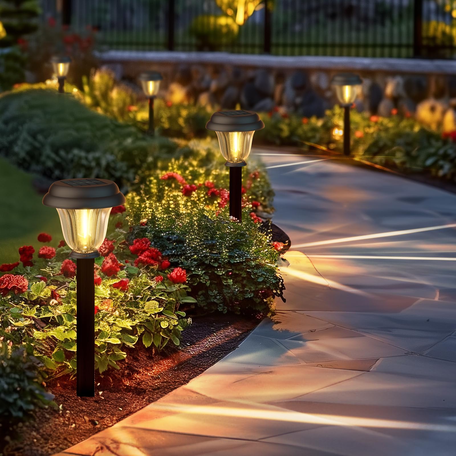 DERAYSION warm white glow enhances garden edges and walkways