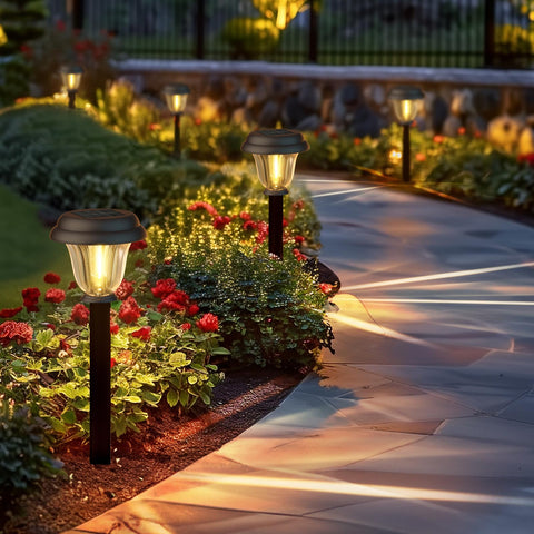DERAYSION warm white glow enhances garden edges and walkways