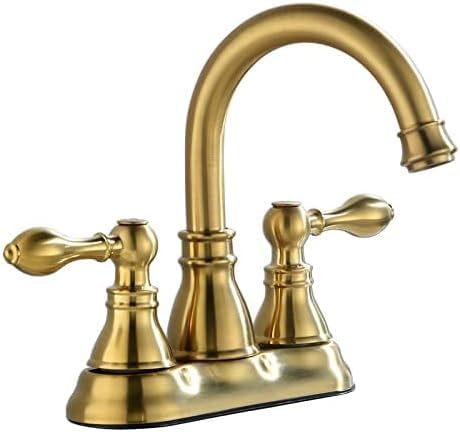 Derengge brushed gold faucet front view shows a durable, stylish finish.