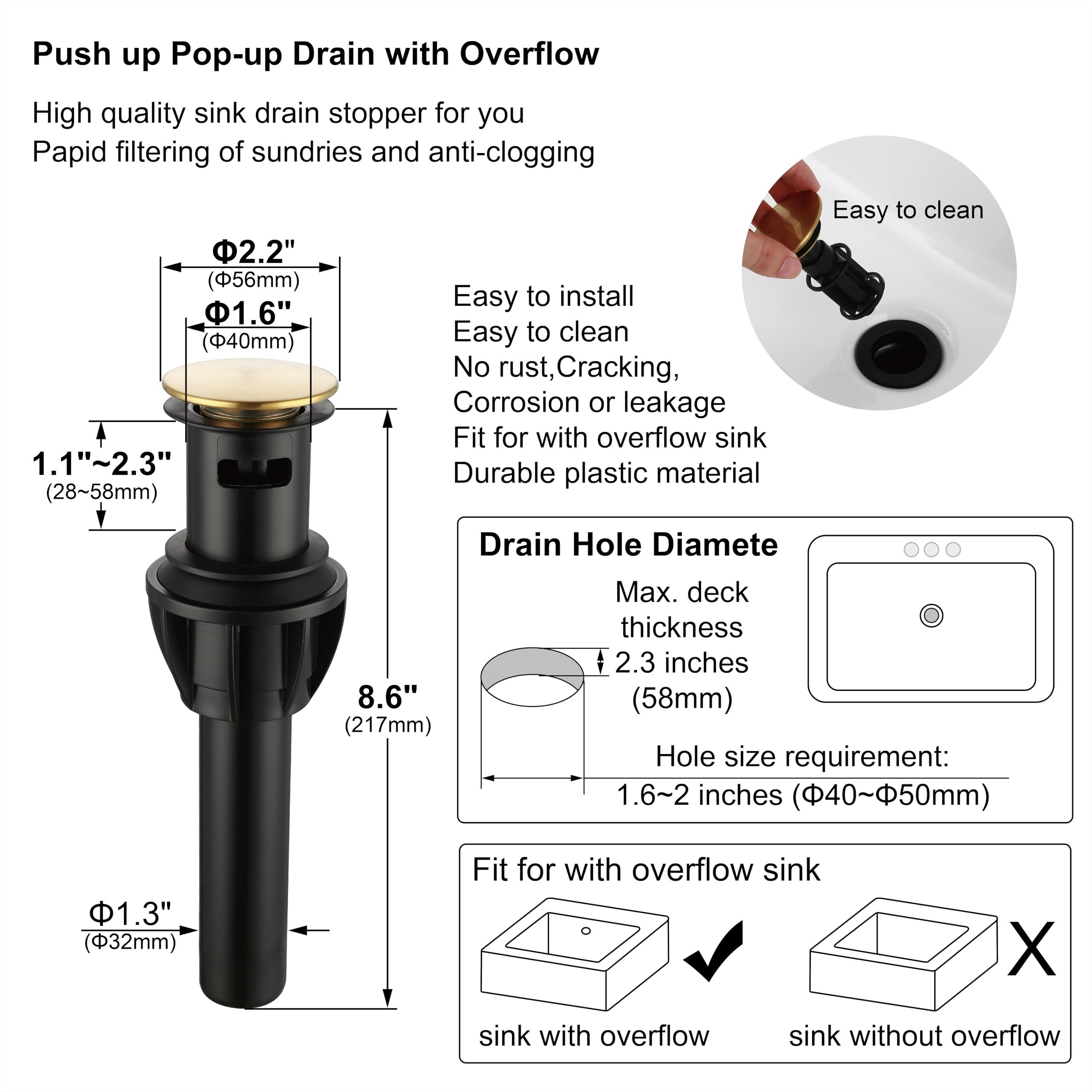 Derengge brushed gold faucet packaging shows components for quick setup.
