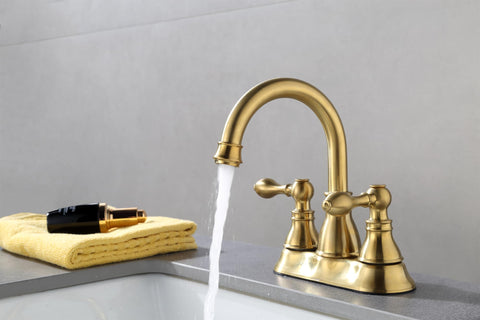 Derengge brushed gold faucet waterway uses lead-free stainless steel.