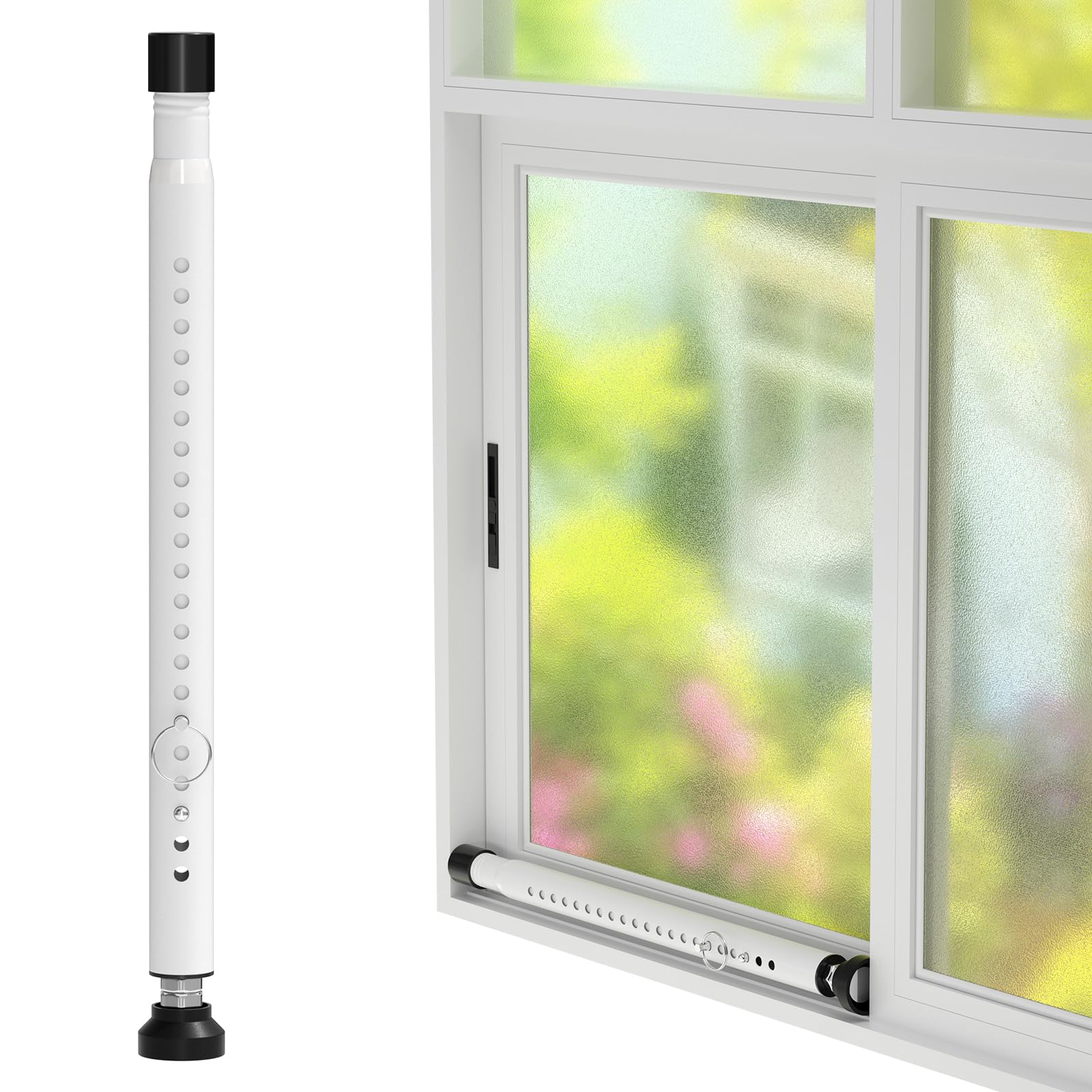 DEROFIT sliding door security bar extended to fit large openings for home safety.