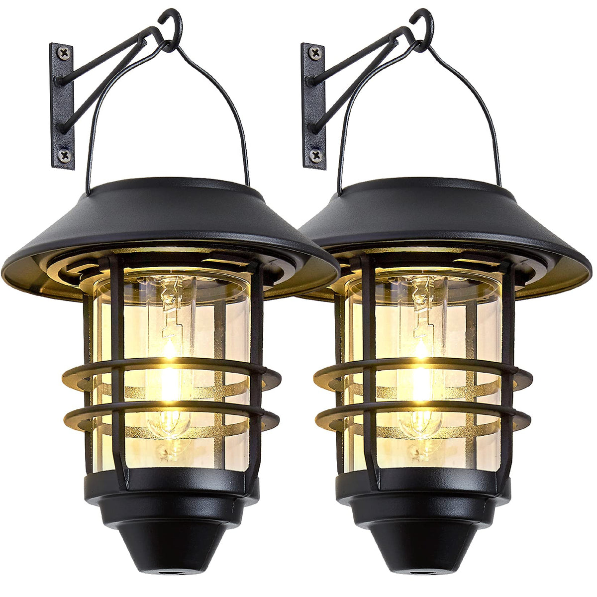 Derynome solar lantern wall-mount setup illuminates porch with gentle ambient light.