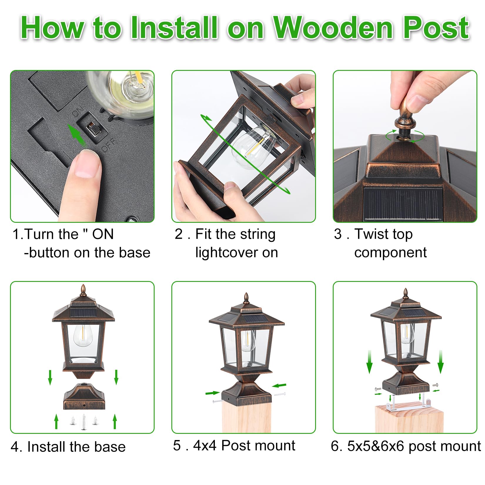 Derynome two-pack bronze post caps brighten patios and paths