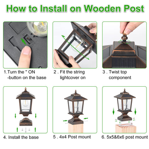 Derynome two-pack bronze post caps brighten patios and paths