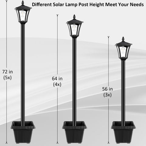 Derynome solar post lamp planter, waterproof and heat-resistant for outdoors.
